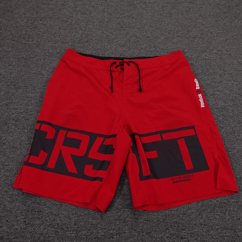 Reebok CrossFit Shorts Mens 36 Red Boardshorts Logo 11 Inseam Athletic Gym